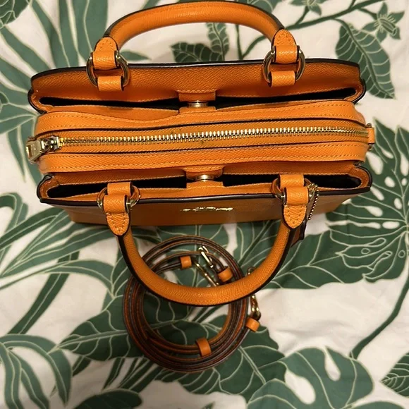 Used Orange Coach Mini Bag w/ Strap and Matching Wallet - Picture 8 of 16